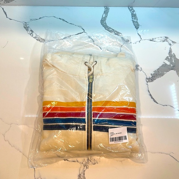 Aviator Nation 5 Stripe Hoodie Vintage White, size Small BRAND NEW - Picture 8 of 8